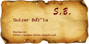 Sulzer Béla névjegykártya